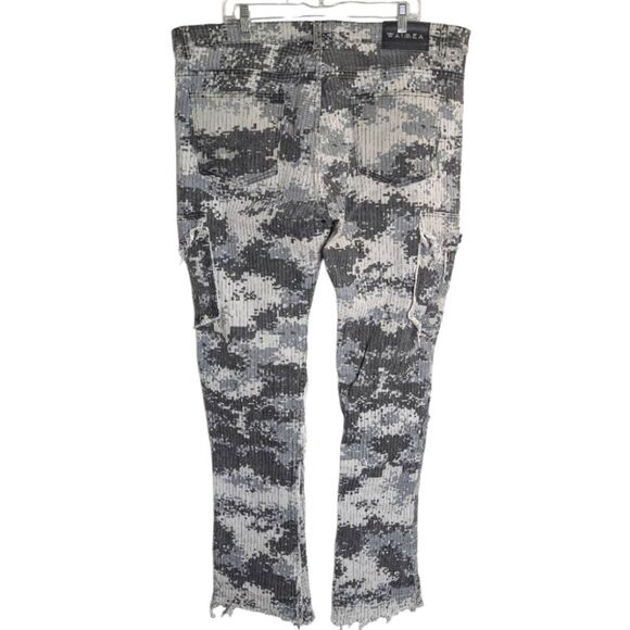 Waimea Stacked Slim Fit Gray Digital Camo Distressed Cargo Pants Mens 40 X 36 - Picture 5 of 10